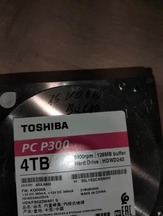 Disco Duro 4TB Toshiba P300 3.5 SATA3 HDD