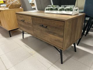 Mueble auxiliar 2 cajones madera y metal