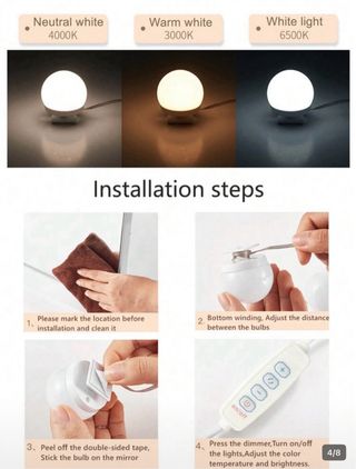 Tocador blanco con espejo y luces