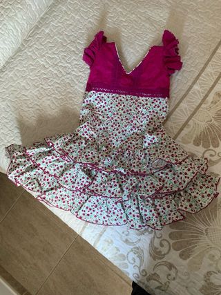 Vestido de gitana rosa y blanco