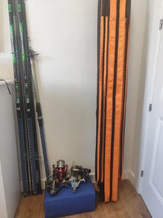 Lote cañas de pescar y carretes