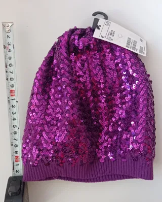 Gorros lentejuelas morado y plateado