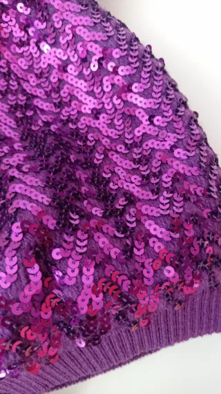 Gorros lentejuelas morado y plateado