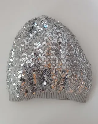 Gorros lentejuelas morado y plateado
