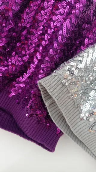 Gorros lentejuelas morado y plateado