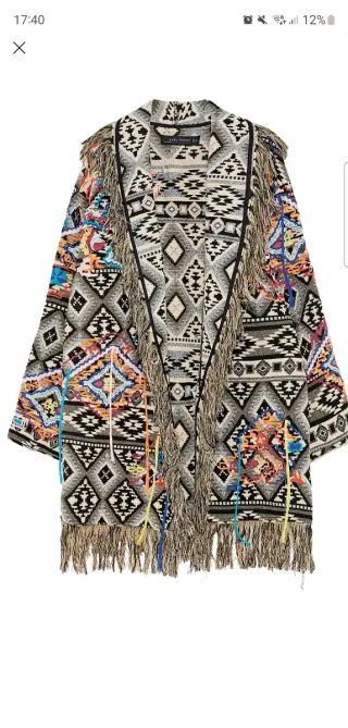 Abrigo jacquard bordado multicolor