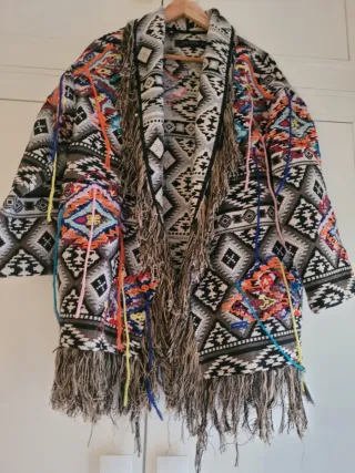 Abrigo jacquard bordado multicolor