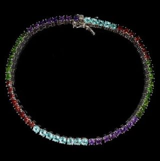 Pulsera Plata Topacios, Citrinos, Granates Multico