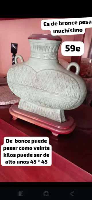 Jarrón de bronce pesado 59e