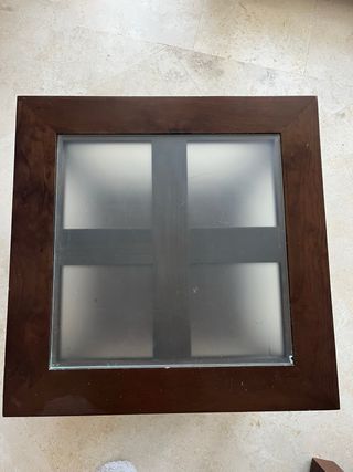 Mesa auxiliar madera y cristal