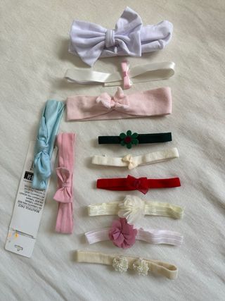 Lote 11 turbantes y diademas bebé niña