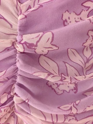 Vestido Zara tul estampado lila