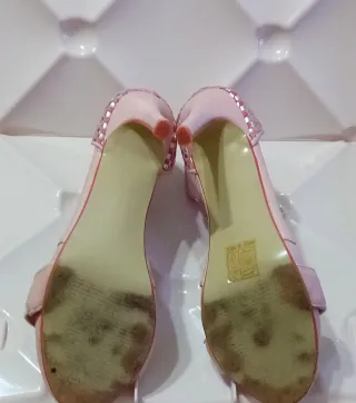 Sandali con tacco rosa e bianchi