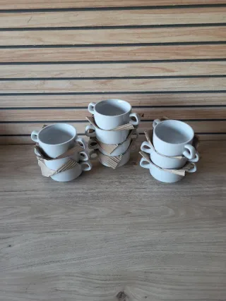 Juego 11 Tazas de Sopa Porcelana Blanca