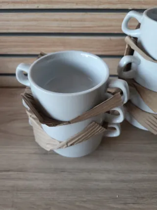 Juego 11 Tazas de Sopa Porcelana Blanca