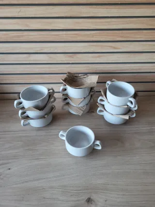 Juego 11 Tazas de Sopa Porcelana Blanca