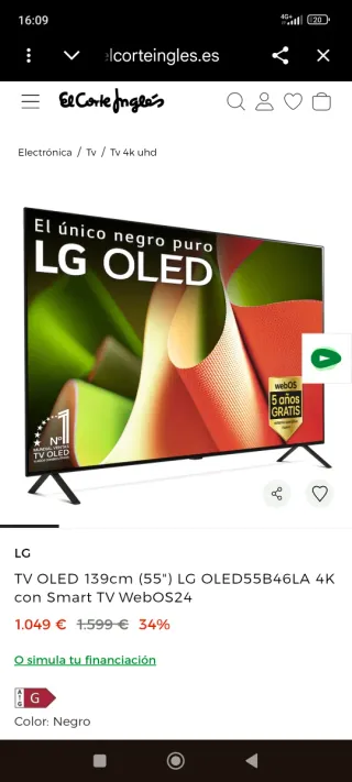 TV LG OLED 55 A ESTRENAR