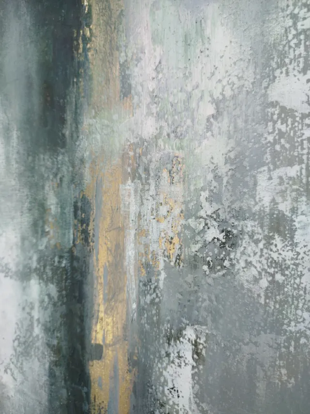 Cuadro abstracto moderno con dorado obra original