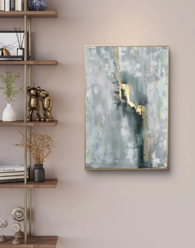 Cuadro abstracto moderno con dorado obra original