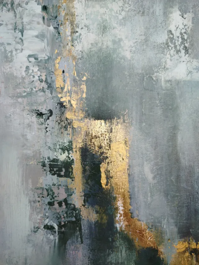 Cuadro abstracto moderno con dorado obra original