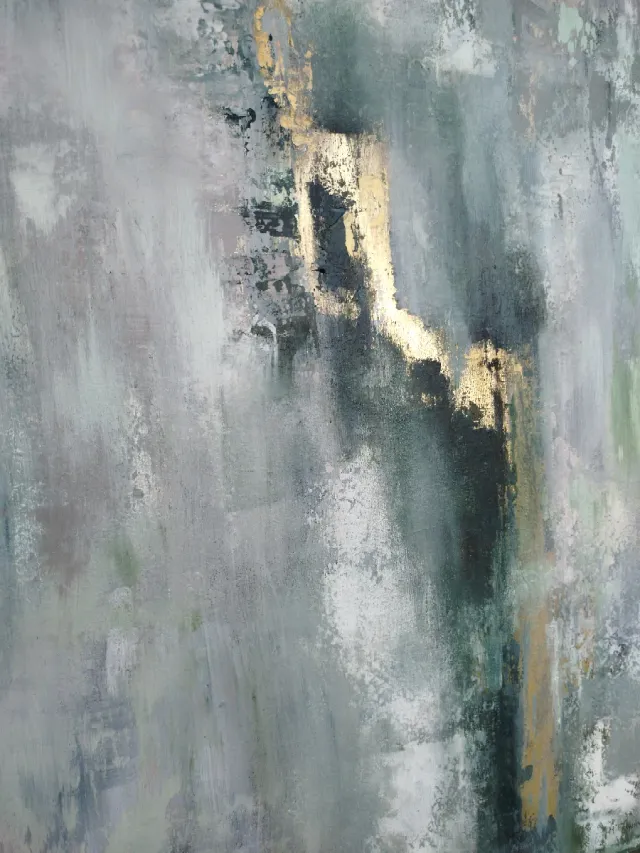 Cuadro abstracto moderno con dorado obra original