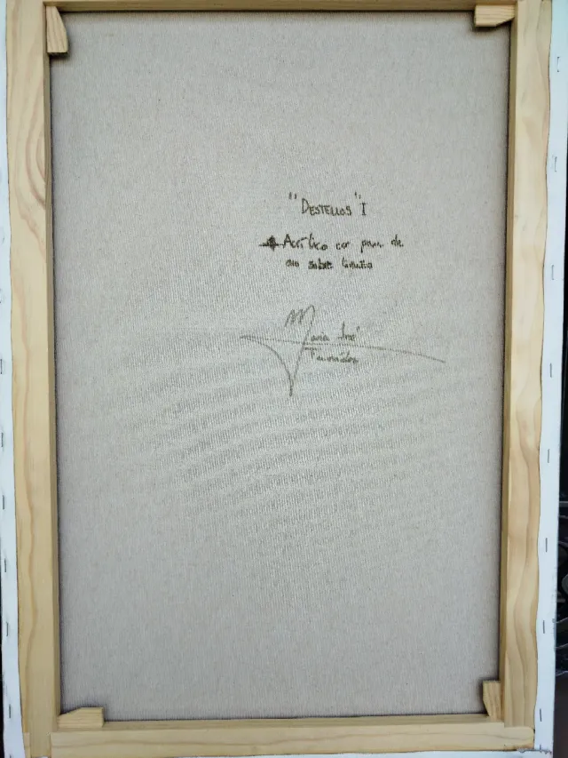 Cuadro abstracto moderno con dorado obra original