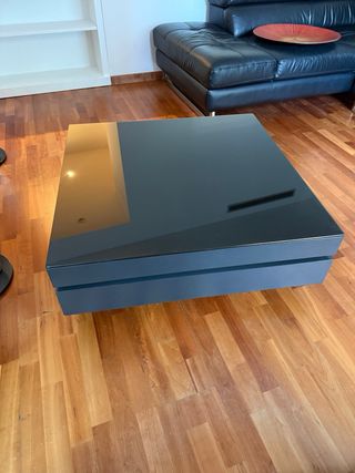 Mesa centro cuadrada LED cristal negro