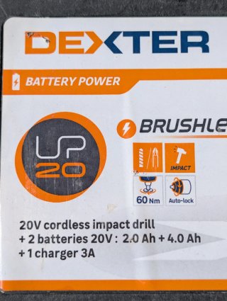 Taladro Dexter 20V Brushless + 2 Baterías