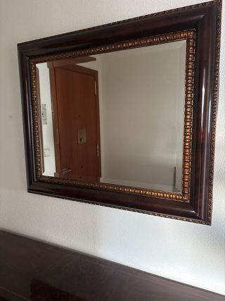 Espejo Marco Madera Marrón y Dorado