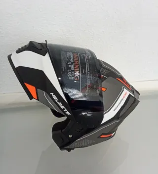 Casco Moto Modular Negro Gris Naranja Blanco