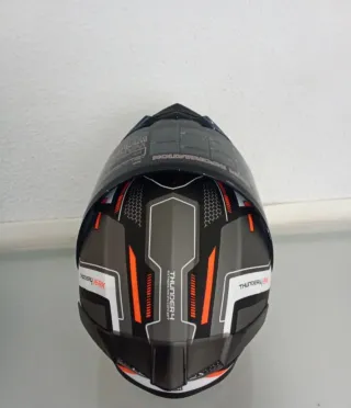 Casco Moto Modular Negro Gris Naranja Blanco