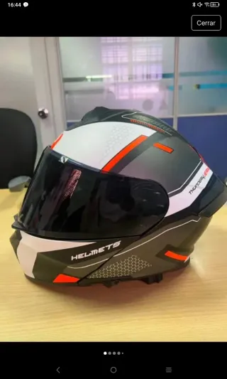 Casco Moto Modular Negro Gris Naranja Blanco