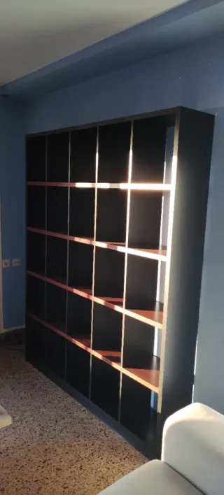 Estantería librería madera negra y cerezo