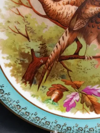 Plato Limoges porcelana aves y paisaje
