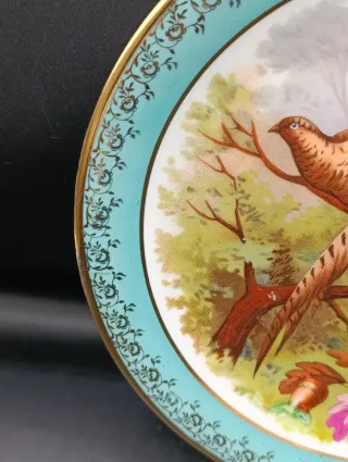 Plato Limoges porcelana aves y paisaje