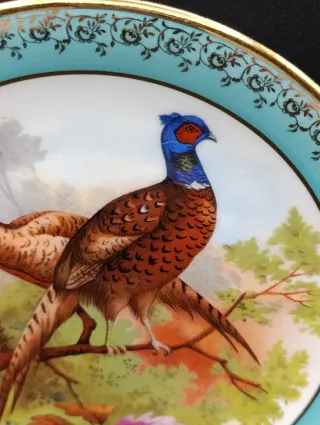 Plato Limoges porcelana aves y paisaje