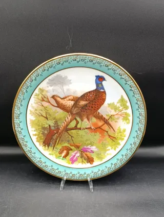 Plato Limoges porcelana aves y paisaje