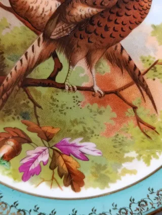 Plato Limoges porcelana aves y paisaje