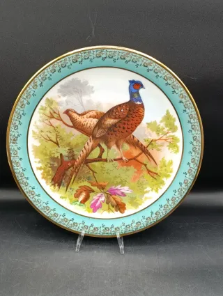 Plato Limoges porcelana aves y paisaje