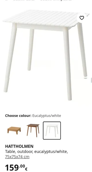 Mesa de exterior blanca 75x75