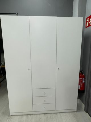 Armario 3 puertas blanco con 3 cajones