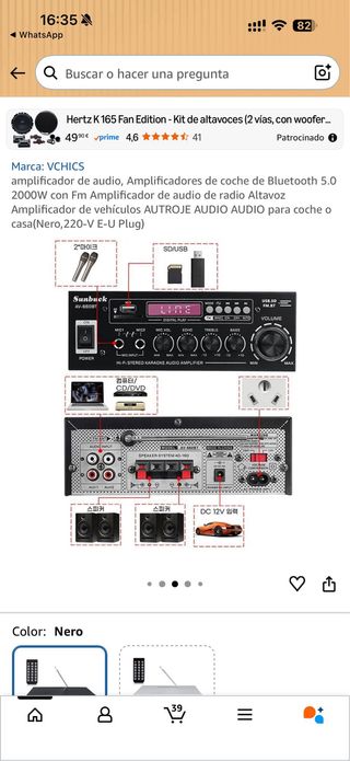 Amplificador Bluetooth Sunbuck AV-660BT karaoke US