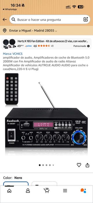Amplificador Bluetooth Sunbuck AV-660BT karaoke US