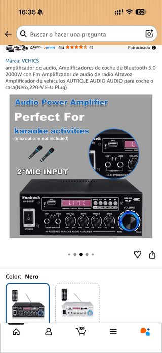 Amplificador Bluetooth Sunbuck AV-660BT karaoke US