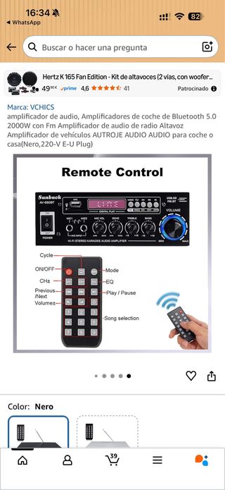 Amplificador Bluetooth Sunbuck AV-660BT karaoke US