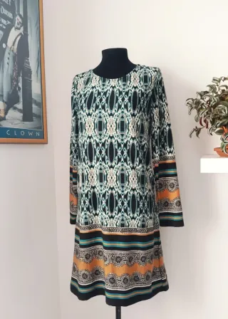 Vestido evasé estampado vintage Talla M