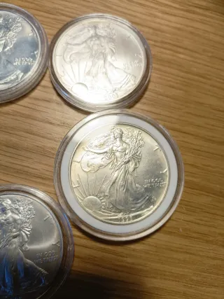 5 Monedas Plata Walking Liberty Eagle