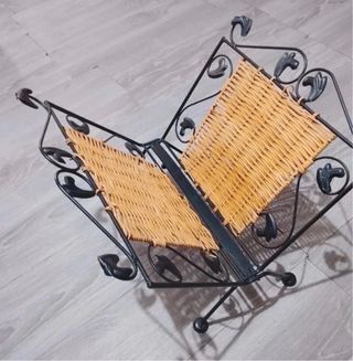 Porta riviste ferro battuto e vimini