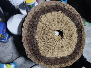 Alfombra redonda de cuerda bicolor 1m