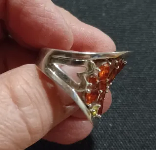 Anillo Plata con Piedras Naranja